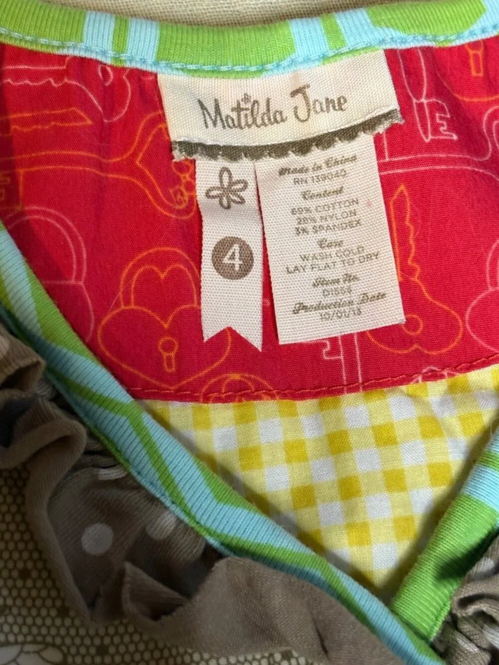 Matilda Jane Girls Size 4 Mixed Print Ruffle Dress Multicolor Floral & Butterfly - Picture 2 of 7